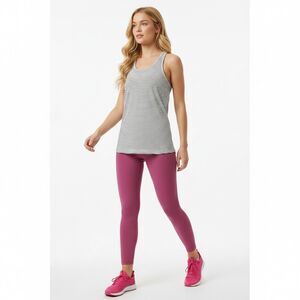 Athleta Heather Stripe Chi Tank Top Women Medium Black White Athletic Racerback